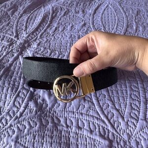Michael Kors Black Belt with Gold Logo Buckle